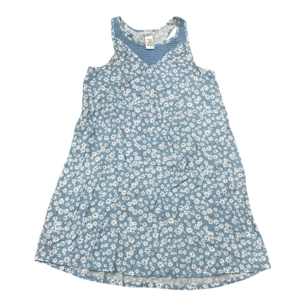 Nordstrom Blue Floral Crochet Neckline Tank Dress Girls XL